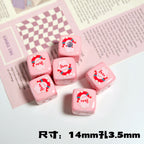 Christmas Square Acrylic Beads 14mm Colorful Printed 10pcs 6