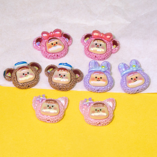 Plating Cute Duoduo Girl Series Resin Beads Glossy Animal Faces 10pcs 2
