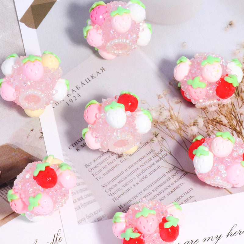Honey Winnie Acrylic Beads 23mm Rhinestone Painted 6pcs 6