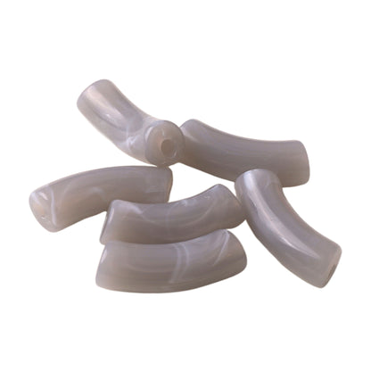 Halo Elbow Tube Acrylic Beads 36mm Glossy Curved Mixed Colors 50pcs 7