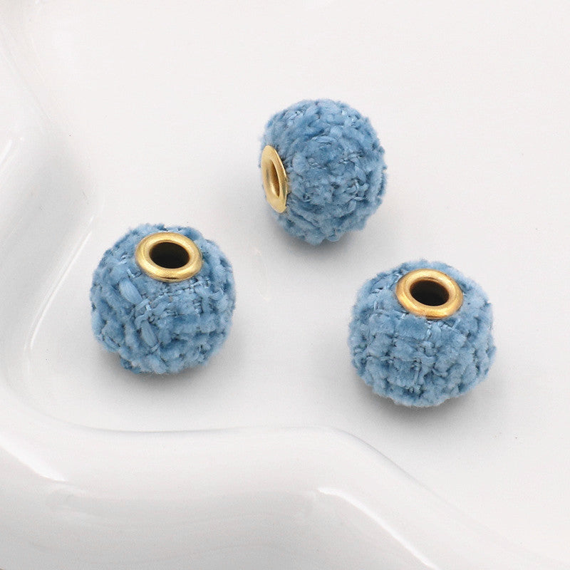 Fabric Woven Spacer Beads 15mm Mixed Colors 40pcs 13