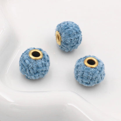 Fabric Woven Spacer Beads 15mm Mixed Colors 40pcs 13
