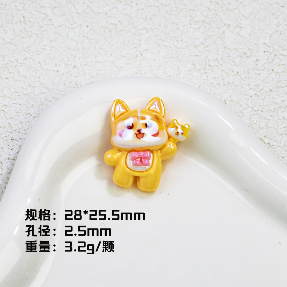 Plating Cute Corgi Resin Beads Glossy Honey Tone 10pcs 9