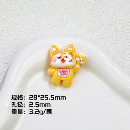 Plating Cute Corgi Resin Beads Glossy Honey Tone 10pcs 9
