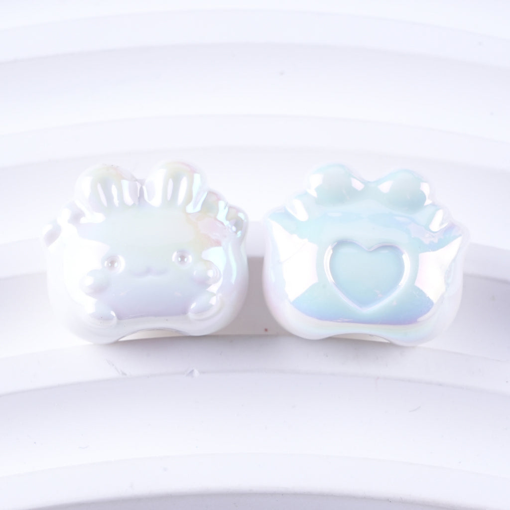 Plated Small Rabbit Acrylic Beads 17mm UV Iridescent Finish 50pcs 6