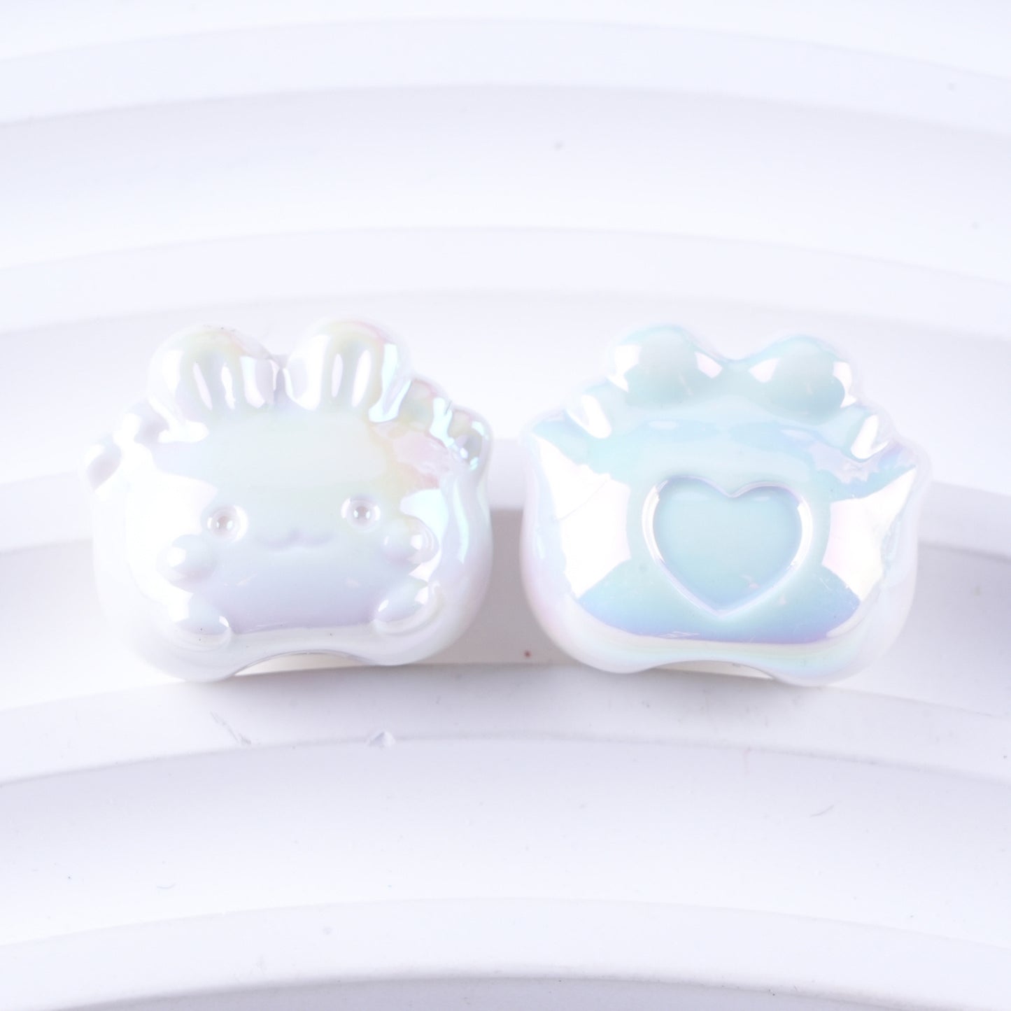 Plated Small Rabbit Acrylic Beads 17mm UV Iridescent Finish 50pcs 6