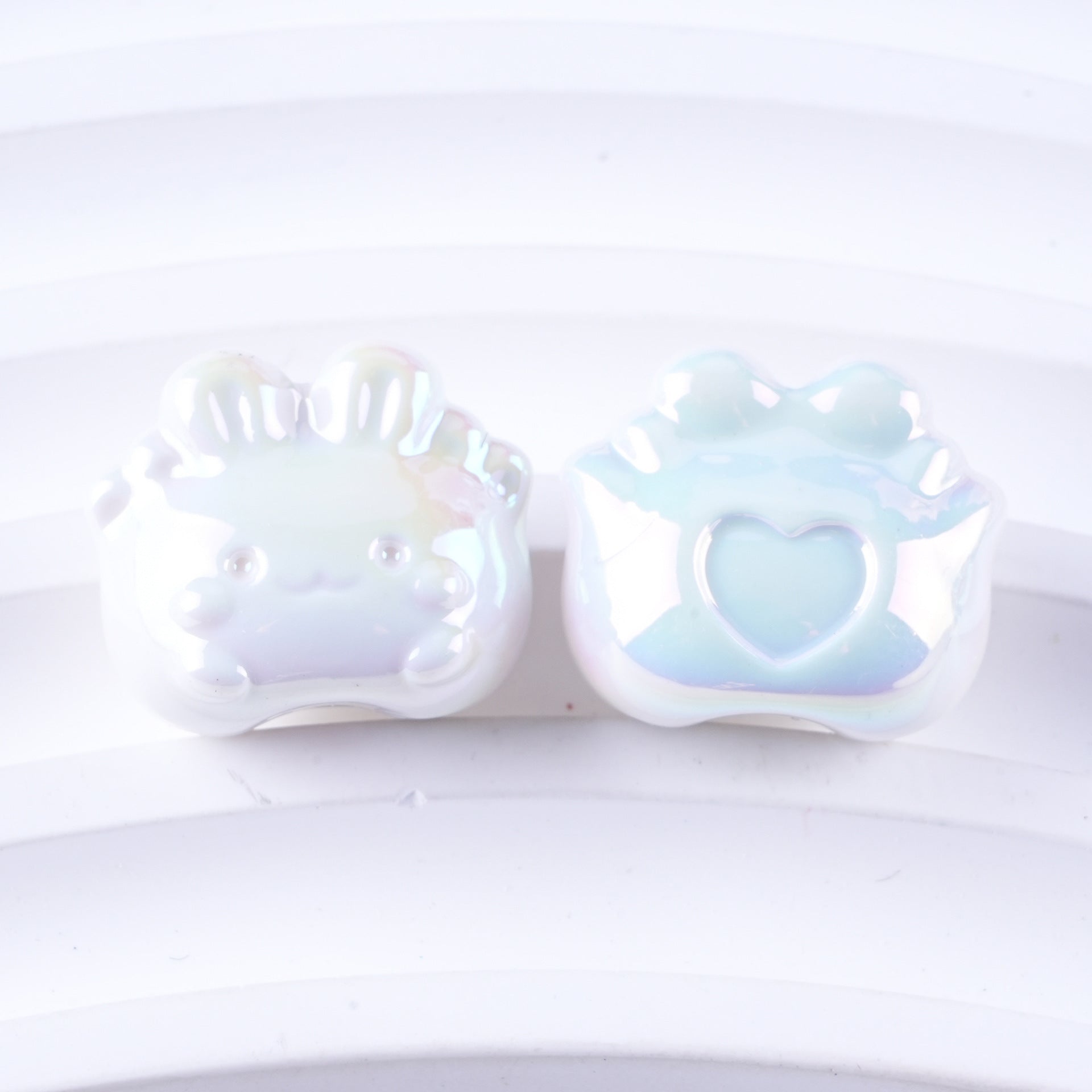 Plated Small Rabbit Acrylic Beads 17mm UV Iridescent Finish 50pcs 6