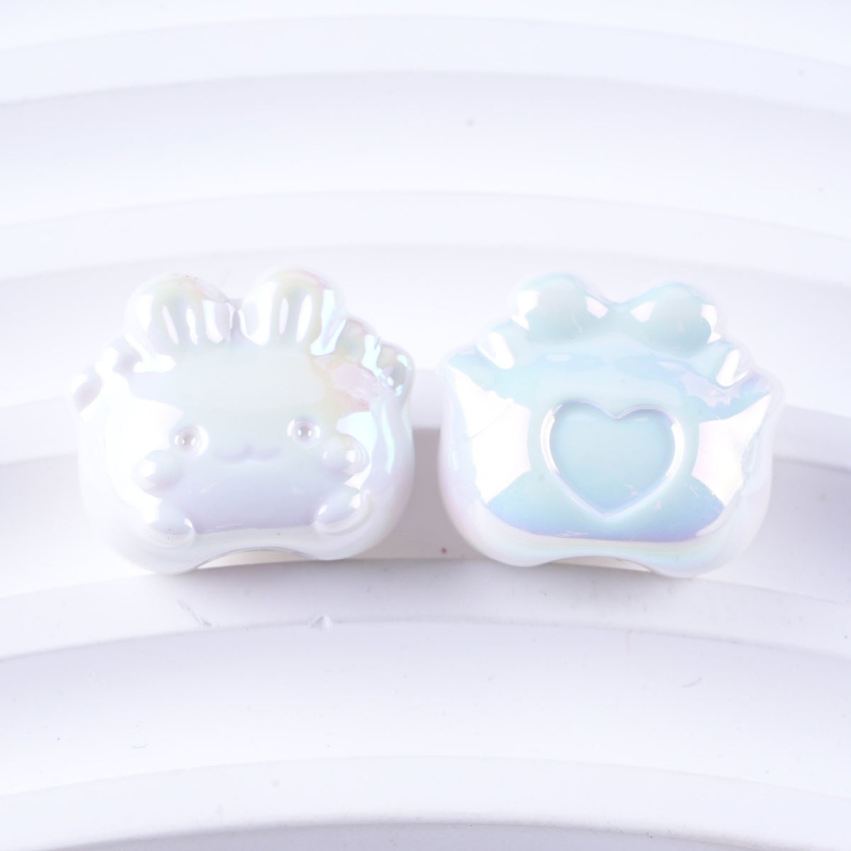 Plated Small Rabbit Acrylic Beads 17mm UV Iridescent Finish 50pcs 6