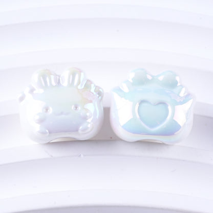 Plated Small Rabbit Acrylic Beads 17mm UV Iridescent Finish 50pcs 6