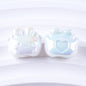 Plated Small Rabbit Acrylic Beads 17mm UV Iridescent Finish 50pcs 6