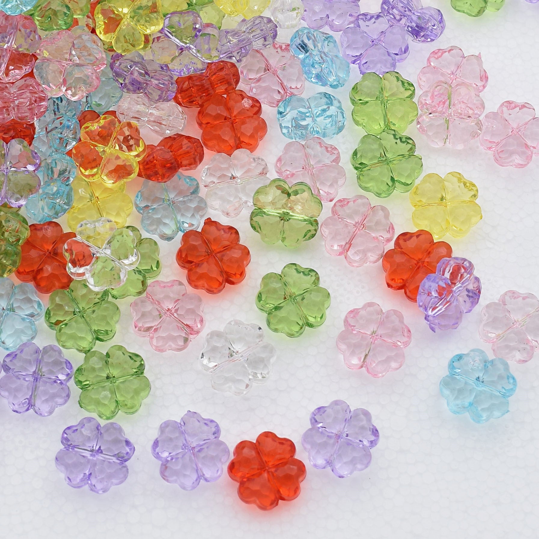 Transparent Faceted Clover Acrylic Beads 12.9mm Colorful 30pcs 3