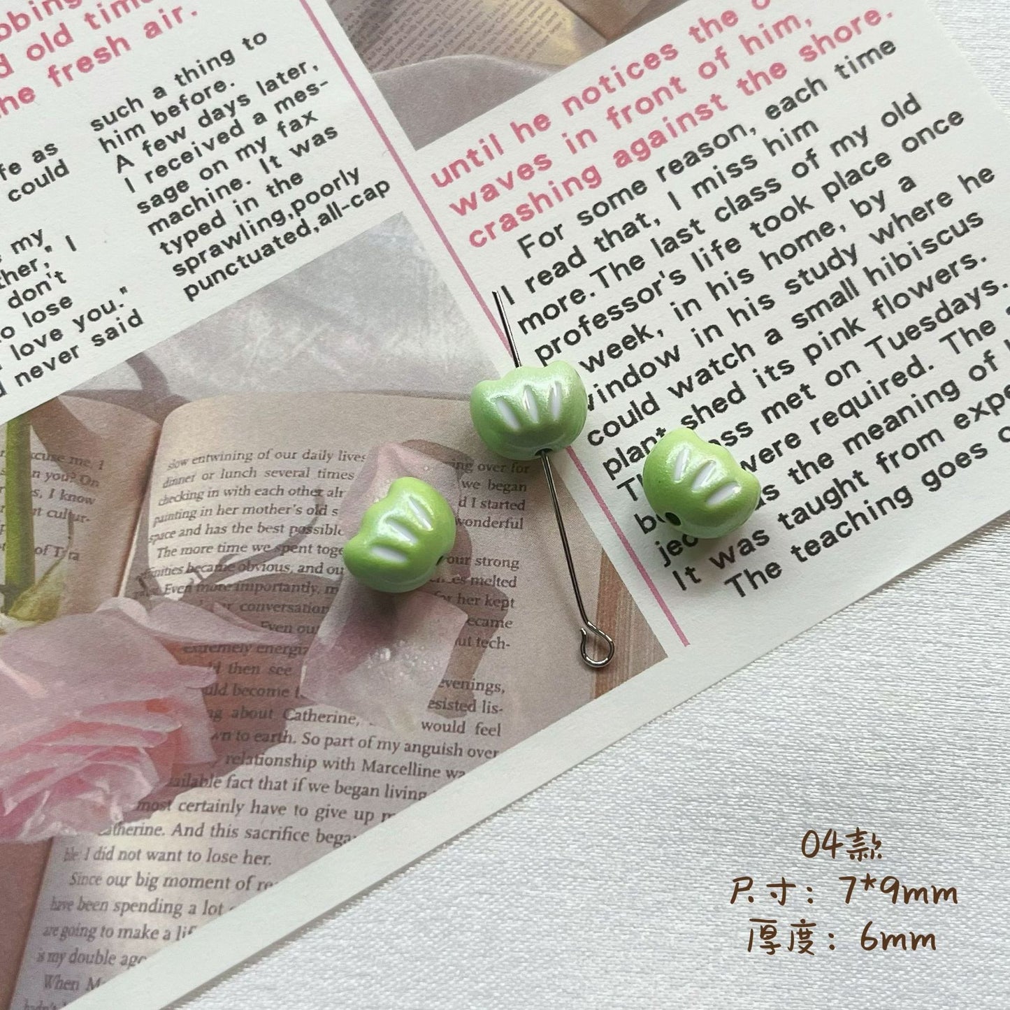 Tulip Metal Beads 3D Painted Pastel Colors 10pcs 9