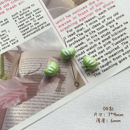 Tulip Metal Beads 3D Painted Pastel Colors 10pcs 9