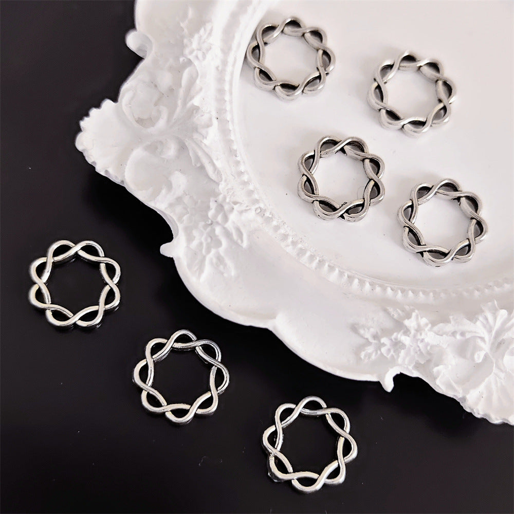 Filigree Flower Circle Metal Beads Frame 15mm Decorative 60pcs 3