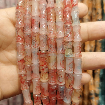 Transparent Bamboo Shape Glass Beads 6x12mm Glossy Finish 5 Strands 29