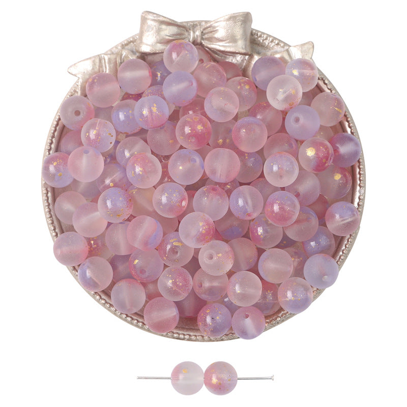 Frosted Round Glass Beads 10mm Matte Gold Fleck Mixed Colors 60pcs 6