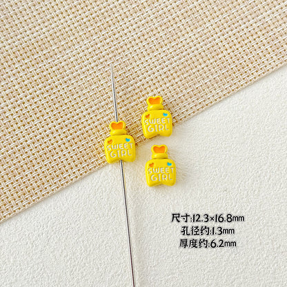 Double Sided Heart and Perfume Bottle Metal Beads 13/16mm Painted Alloy 10pcs 19