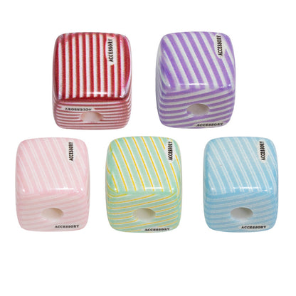 Striped Designer M Acrylic Square Beads 14mm 10pcs 7