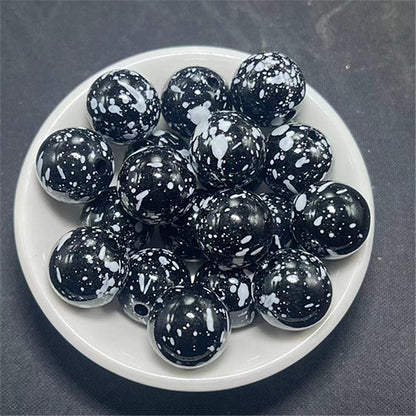Hand Painted Acrylic Beads 16mm Inkjet Splatter Pink Glossy 100pcs 2