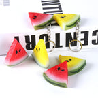 PVC Watermelon Slice Keychain Red and Yellow Fruit Design 4
