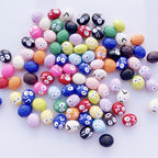 Hand Painted Coal Ball Acrylic Beads 12mm Colorful Expression 20pcs 2