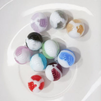 Glitter Cream 10 12 16mm Resin Beads Double Color Swirls 20pcs 2