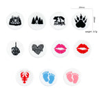 Silicone Focal Beads Nature Theme Circle Badge Love Mom 10pcs