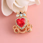 Heart Pumpkin Carriage Rhinestone Beads 28mm Alloy Pave Multi Color 5pcs 22