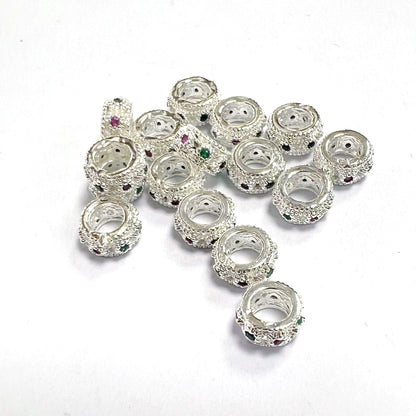 Brass Hollow Zirconia Embedded Spacer Beads 4.5-10mm Vintage 10pcs 9