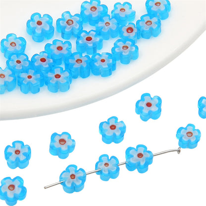 Millefiori Plum Flower Glass Beads 6mm Colorful Mixed 20pcs 13