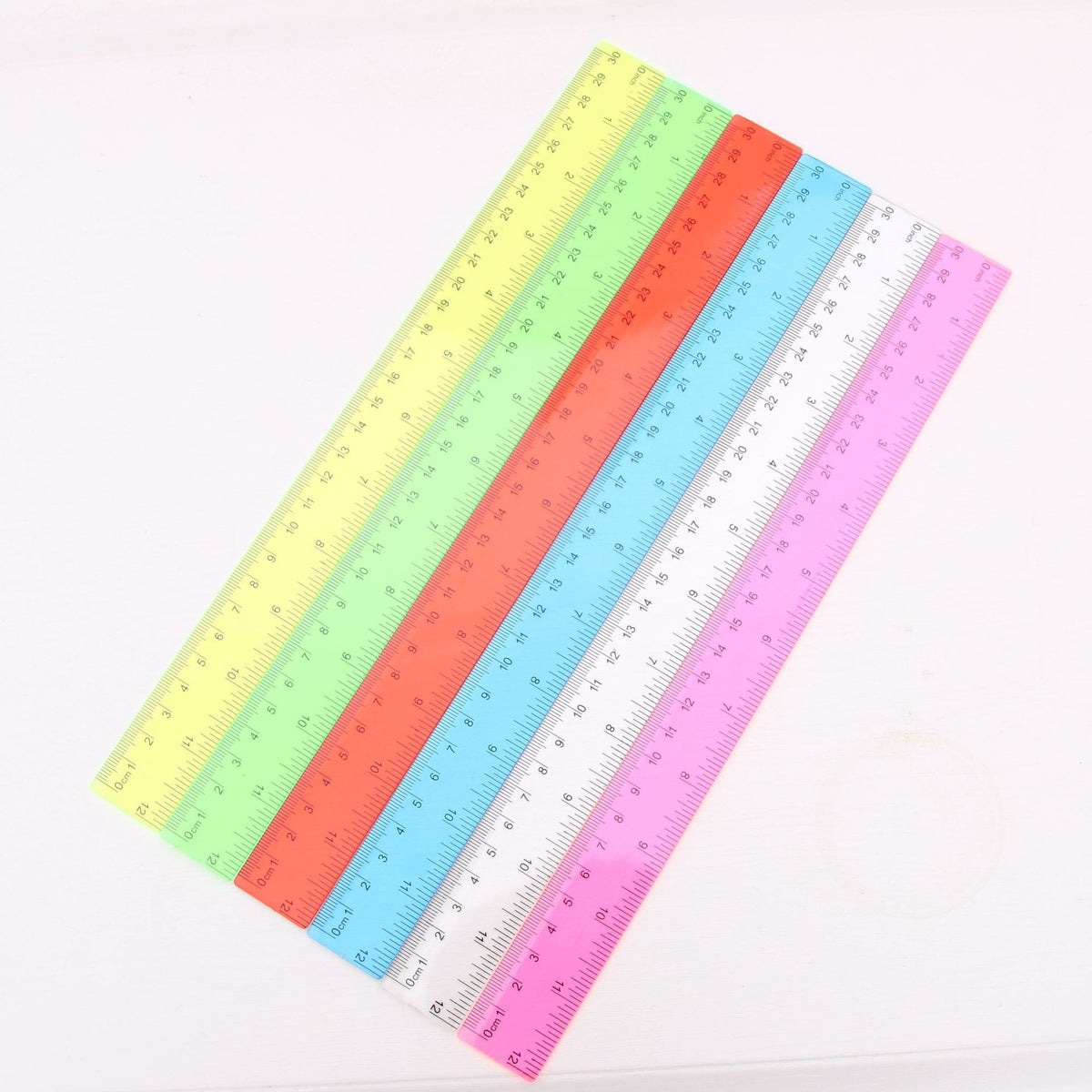 Transparent Plastic Dual Scale Rulers 30cm Colorful 2pcs 2