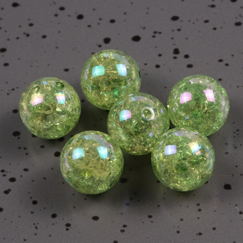 Plating Round Acrylic Beads 16mm AB Colored Crackle 100pcs 11