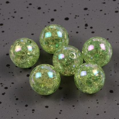 Plating Round Acrylic Beads 16mm AB Colored Crackle 100pcs 11