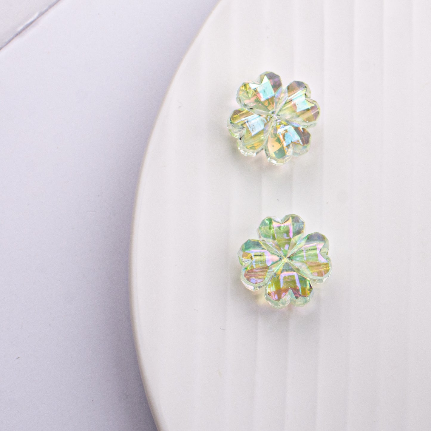 Transparent Plating Clover Acrylic Beads 14mm Summer Glow 10pcs 4