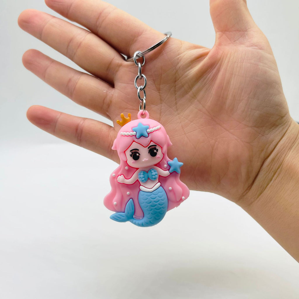 Soft Rubber Mermaid Keychain Pastel Colors Starfish Charm 6