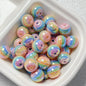 UV Plating Striped Resin Beads 11mm Glossy Round 20pcs 13