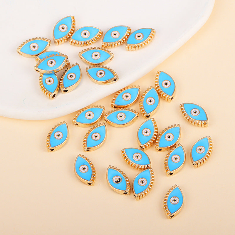 Irregular Shaped Metal Beads Double-Sided Enamel Evil Eye 20pcs 25