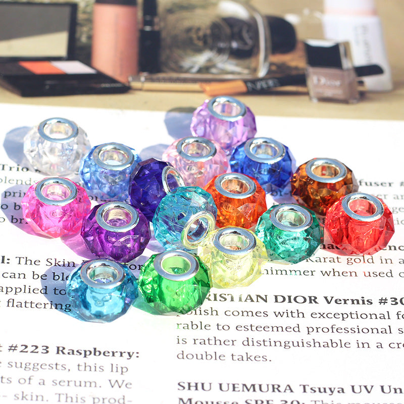 Acrylic Facet Spacer Beads 14mm Large Hole 100pcs