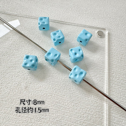 Square Metal Beads 8mm Baking Painted Cheese Cube Alloy 20pcs 6