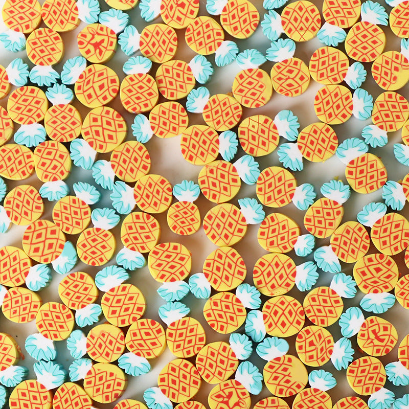 Pineapple Clay Beads 13mm Yellow Geometric Pattern 100pcs 6