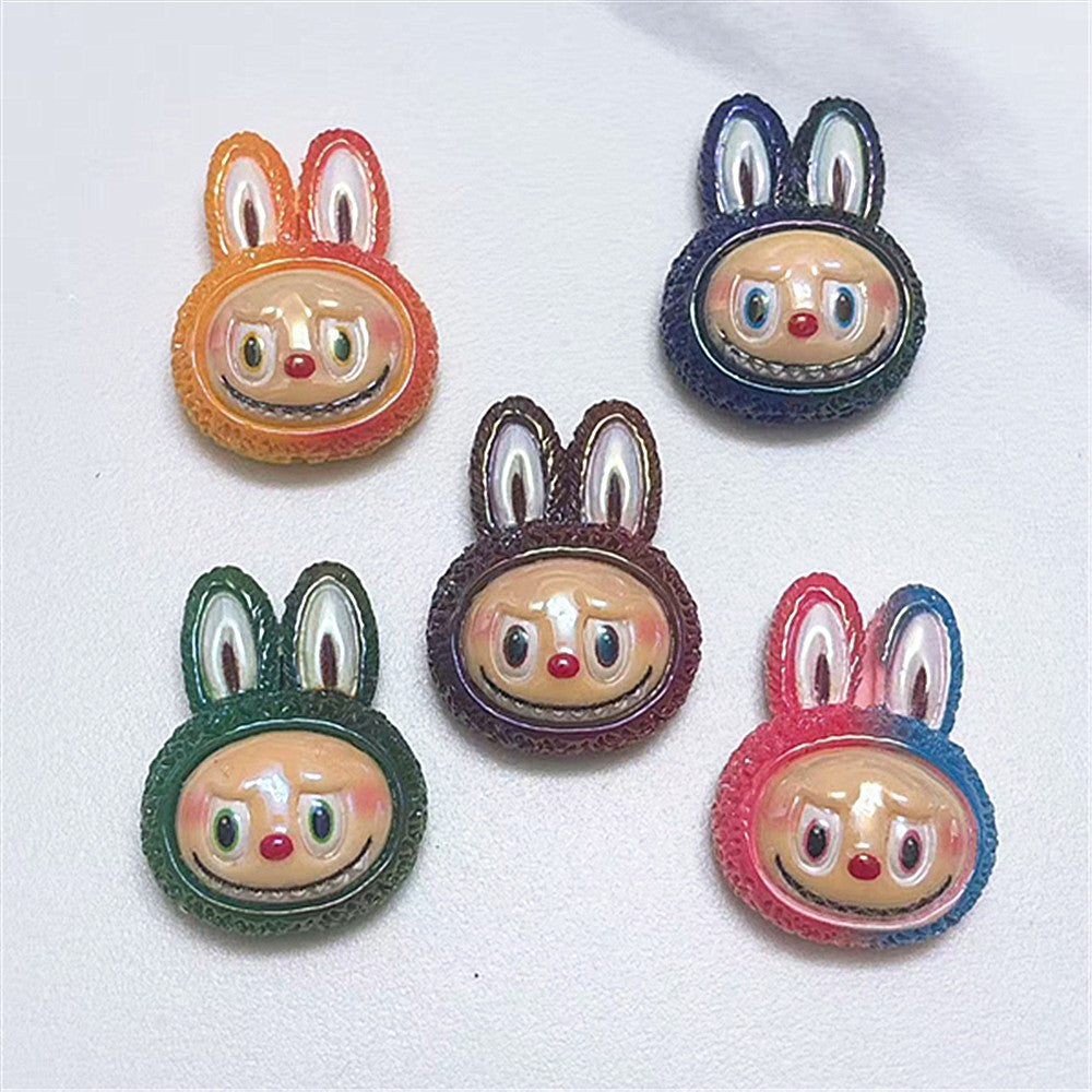 Glow in Dark Gradient Bunny Resin Beads 26-35mm Textured Ears 50pcs 3