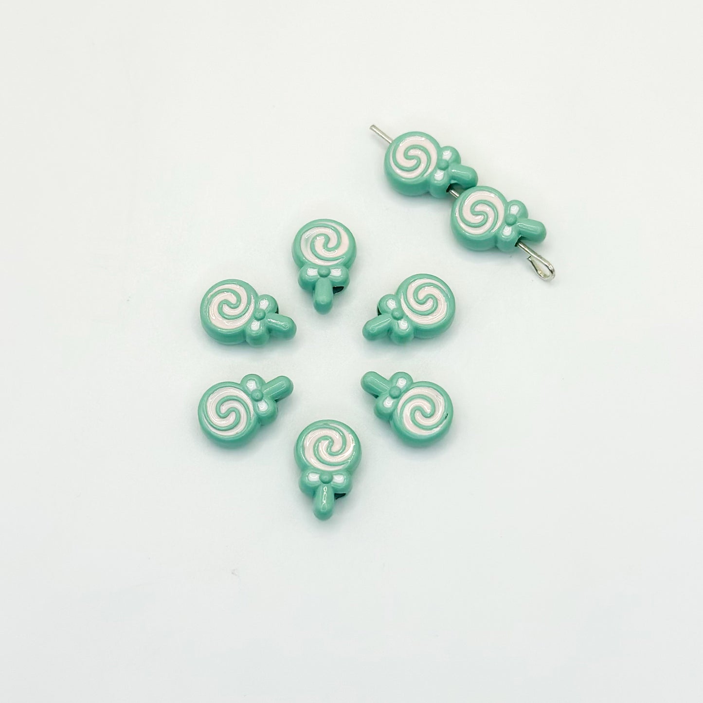 Lollipop Metal Beads 12mm Painted Alloy 10pcs 15