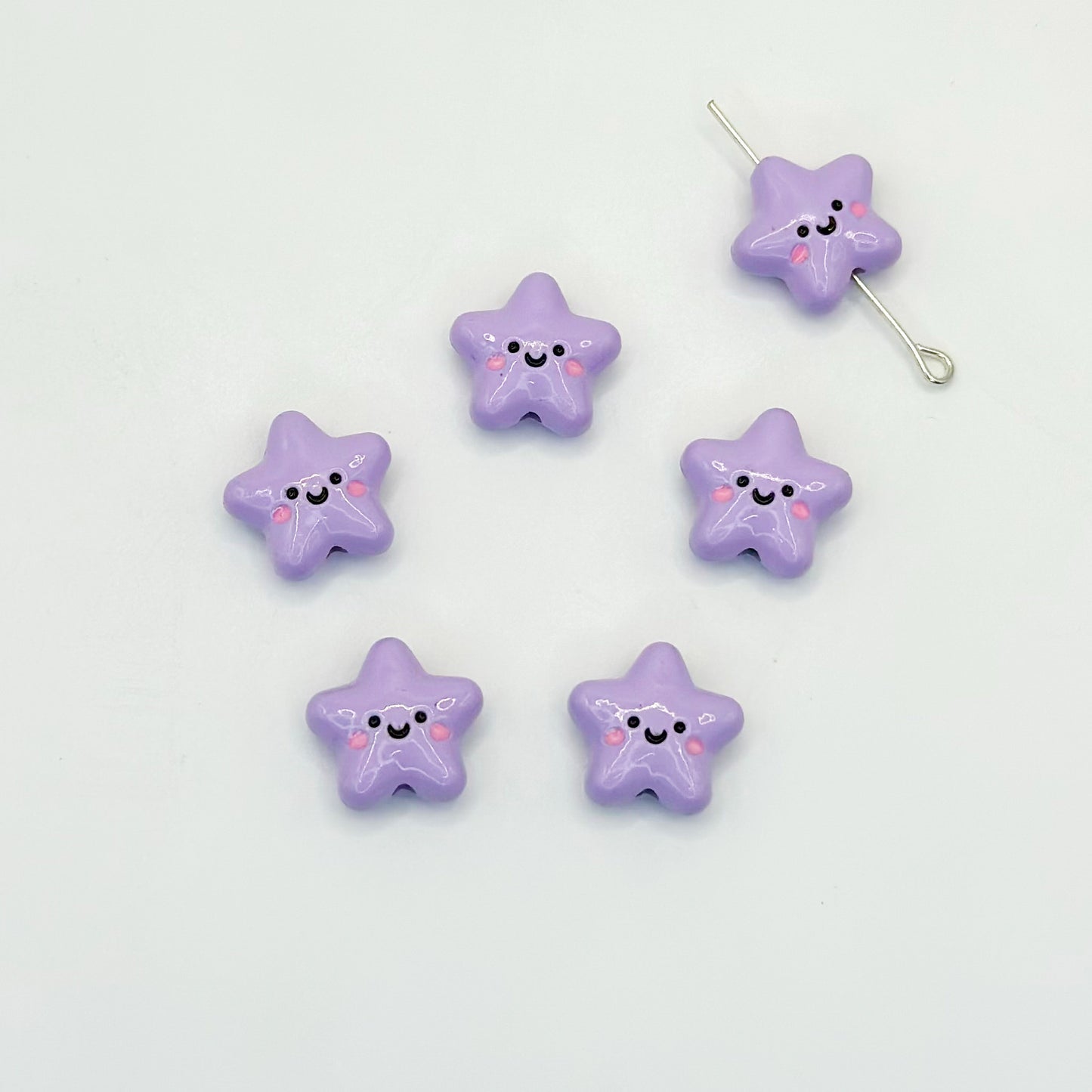 Star Metal Beads 13mm Glossy Painted Smiley Face 10pcs 14