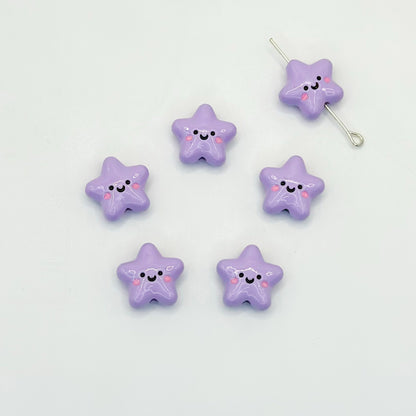 Star Metal Beads 13mm Glossy Painted Smiley Face 10pcs 14