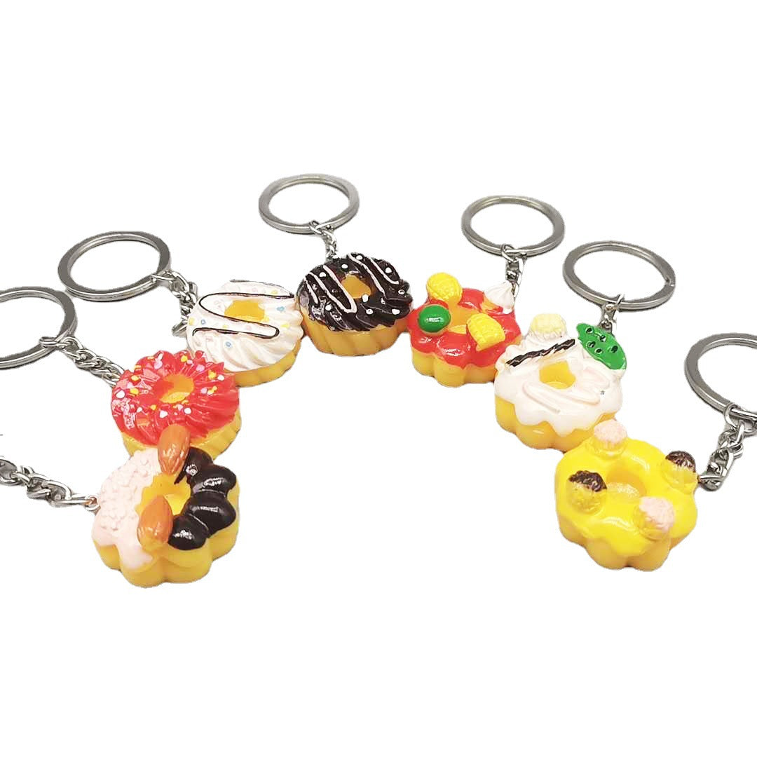 Resin Donut Food Keychain Glossy Icing Detailed Toppings