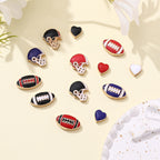 Rugby Series Metal Beads Enamel Painted Zinc Alloy 50pcs