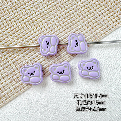 Rabbit and Bear Painted Metal Beads Glossy Finish Bulk 10pcs 19