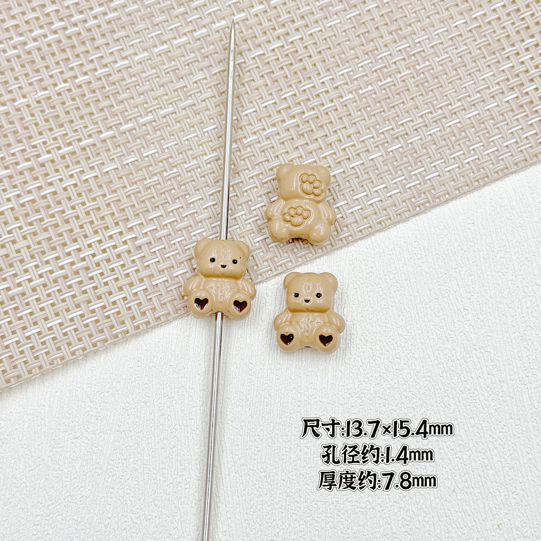 Bear and Honeypot Metal Beads 13mm Hand-Painted Colorful 10pcs 12