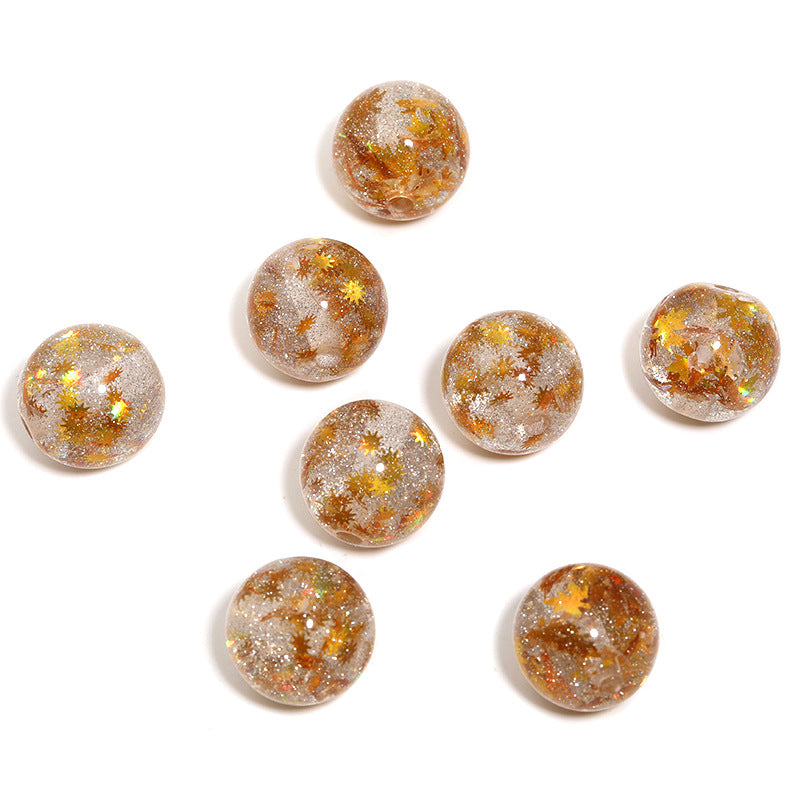 Shimmer Glitter Filled Resin Beads 16mm Round Autumn Leaf 50pcs 19