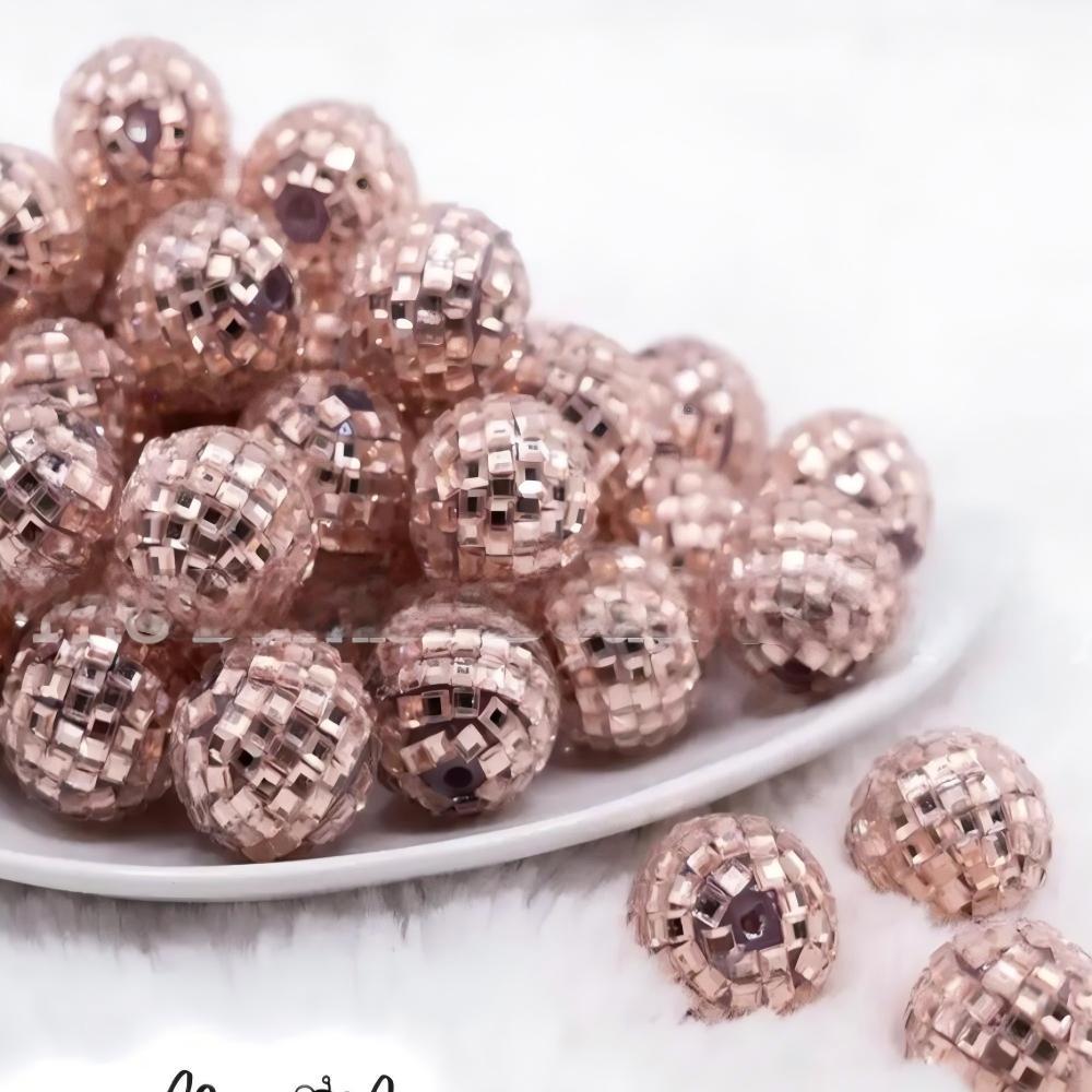 Disco Ball Bubblegum Beads 16-20mm Champagne Shiny 5pcs 3
